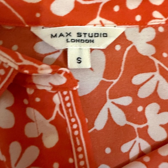 Max Studio London Tiered Midi Dress Women Size S Orange White Floral Excellent - Picture 9 of 10